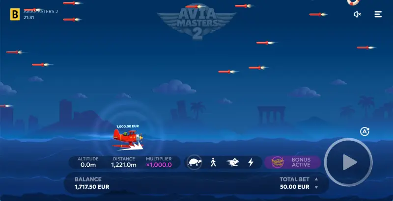 Aviamasters 2 progress dashboard showing player statistics, round history, and accumulated winnings